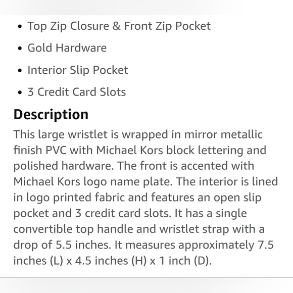 Michael Kors Wristlet Mirror Metallic Monogram 7.5"×4.5" E.U.C. - Picture 8 of 8